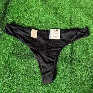 Secret Treasures No Show Thong Microfiber and Laces Black Panties Size XXL NEW
